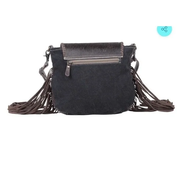 Myra Women's Fabulous Western Cowhide Leather Cross Body Handbag Fringe NWT - Picture 4 of 5